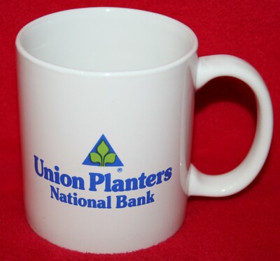 Vintage UNION PLANTERS NATIONAL BANK Ceramic COFFEE MUG CUP Regions