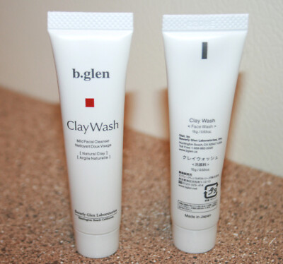 2 x B.glen Clay Wash Facial Cleanser 0.53oz / 15g Travel Sample Size Japan acne