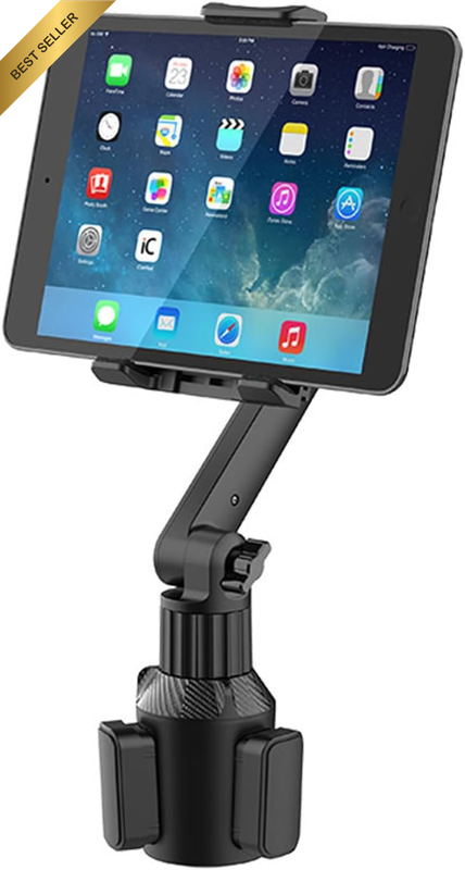Universal Cup Holder Tablet Mount, 360° Rotating Car Phone Stand for 4"-13" Devi