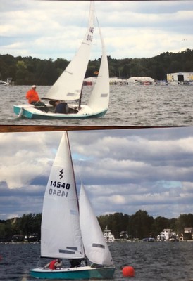 1992 Lightning Sail Boat (Sail 14540), two sets of sails, lift and trailer