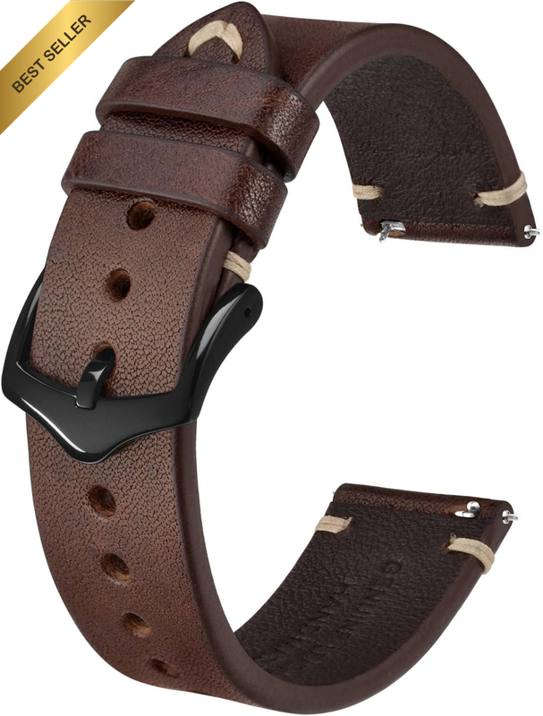 Men'S Watch Bands, Hand-Stitched Leather Watch Straps, Quick Release, 18Mm 19Mm