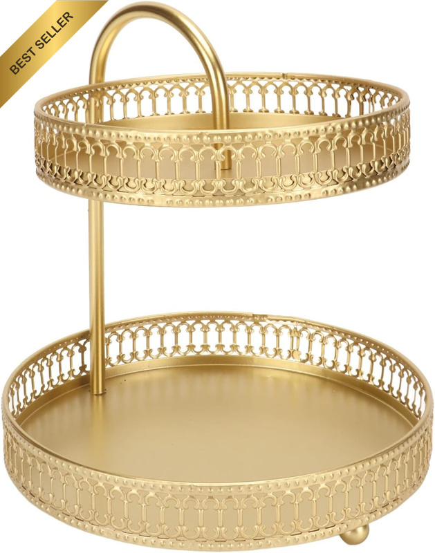 2 Tier Fruit Tray, Fruit Basket Vegetables Countertop Bowl Storage for Kitchen S