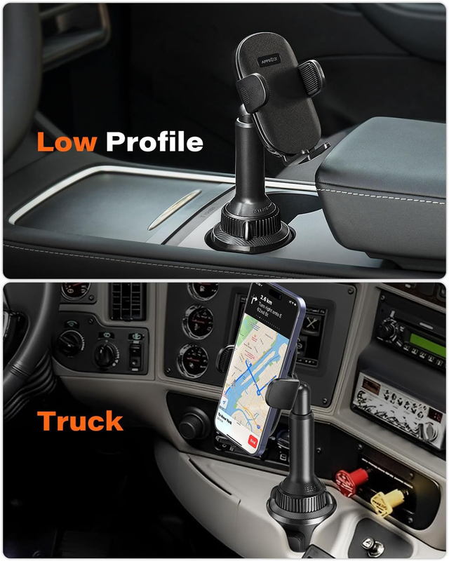 Universal Car Cup Phone Holder with Quick Extension Long Arm, Quick Swivel Heigh