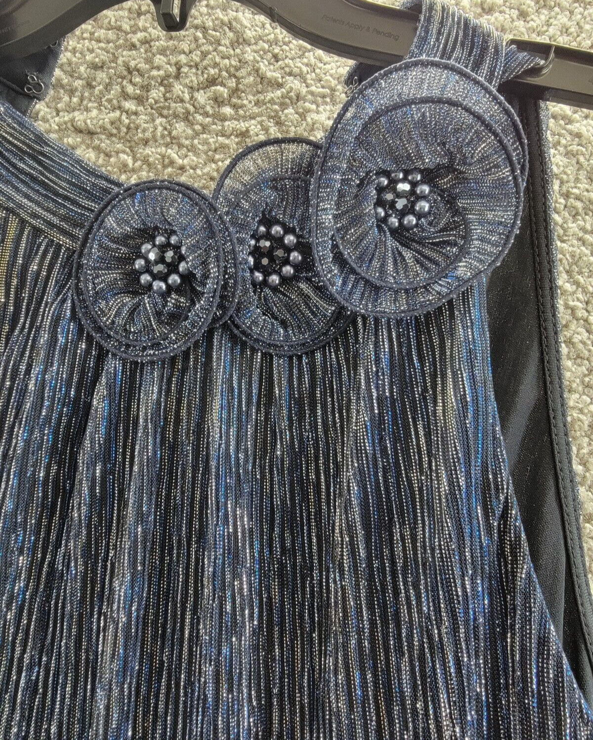 Adrianna Papell Embellished Metallic Knit Top Women's Midnight Sleeveless - Picture 8 of 15