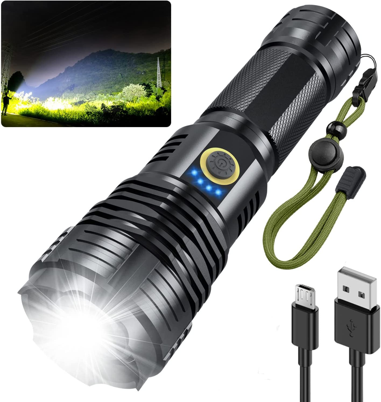 Alifa LED Flashlight Rechargeable High Lumens, 90000 Lumens Super Bright Tactica