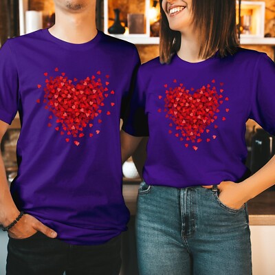 TSHIRT (1584) RED Valentine Heart Fun Husband Wife Funny Couple Matching Tops