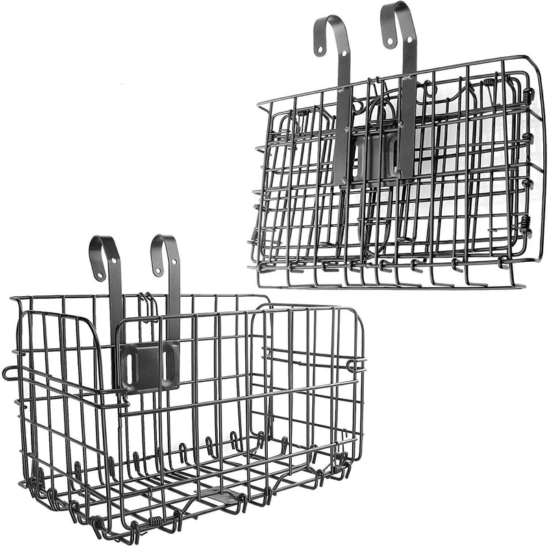 Folding Rear Bike Basket Detchable Front Bike Basket Rust Proof Wire Mesh Rear B
