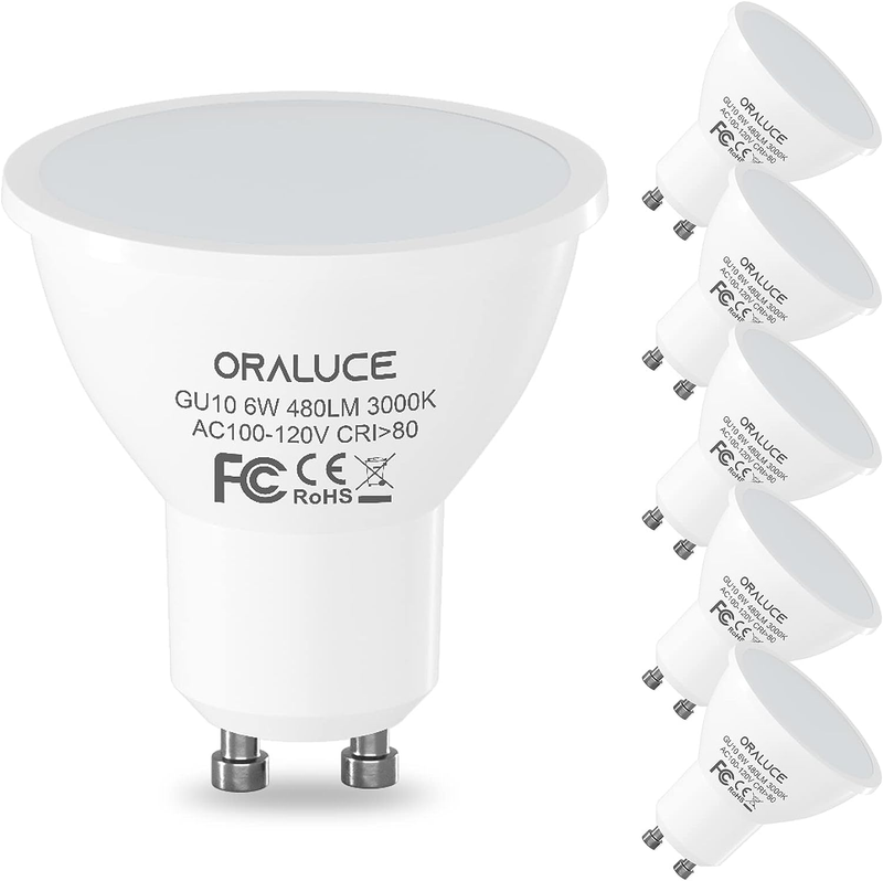 ORALUCE GU10 LED Bulbs, 6 Watt Equivalent to 50W Halogen Light Bulb, Non-Dimmabl