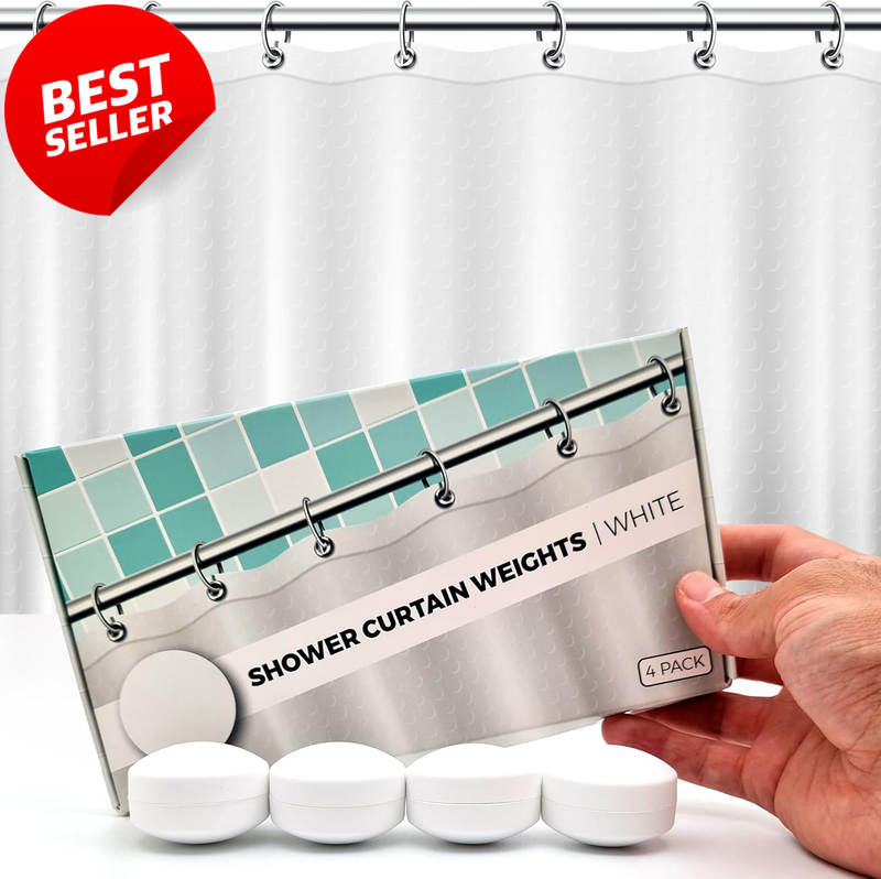 Magnetic Shower Curtain Weights 4 Pairs Silicone Wrapped Rustproof White - US