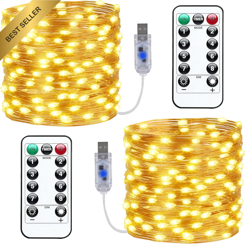Fairy Lights USB 10M/33Ft 100 LED Copper Wire Warm String Lights Waterproof with