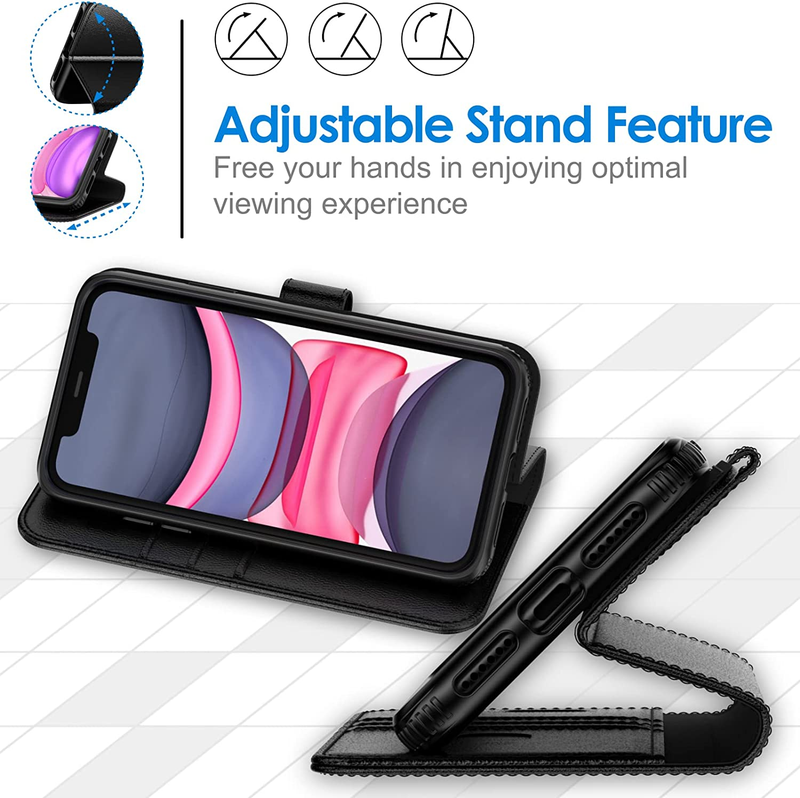 Wallet Case for iPhone 11 6.1-Inch, Shockproof PU Leather Magnetic Flip Cover wi