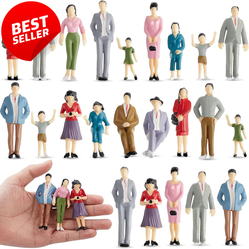 14PCS 1:25 Scale Miniature People Figurines Painted Model Train Figures - US