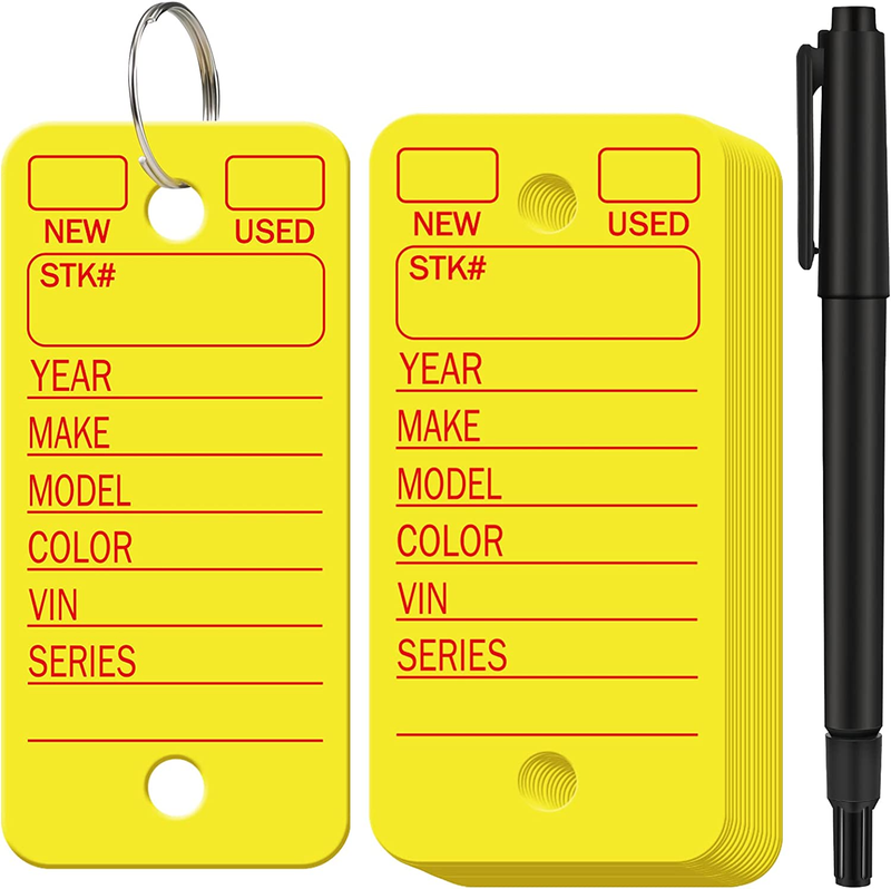 200 Pcs Poly Key Tags, Car Key Tags with 200 Pcs Rings and 2 Pcs Markers, Plasti