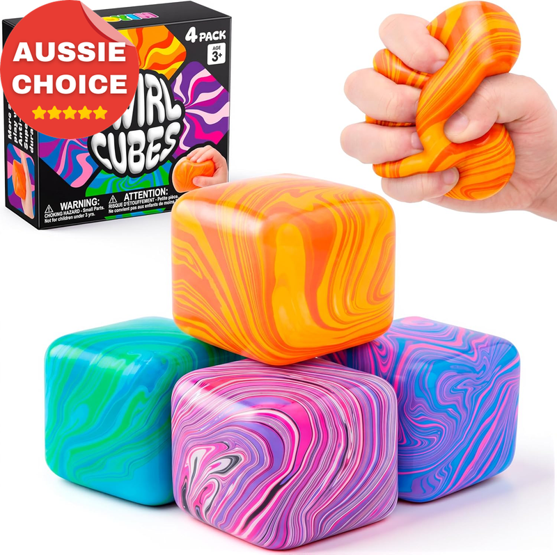 Swirl Ice Cube Fidget Toys Set 4Pcs Stress Relief Squeeze Cubes Party Favors