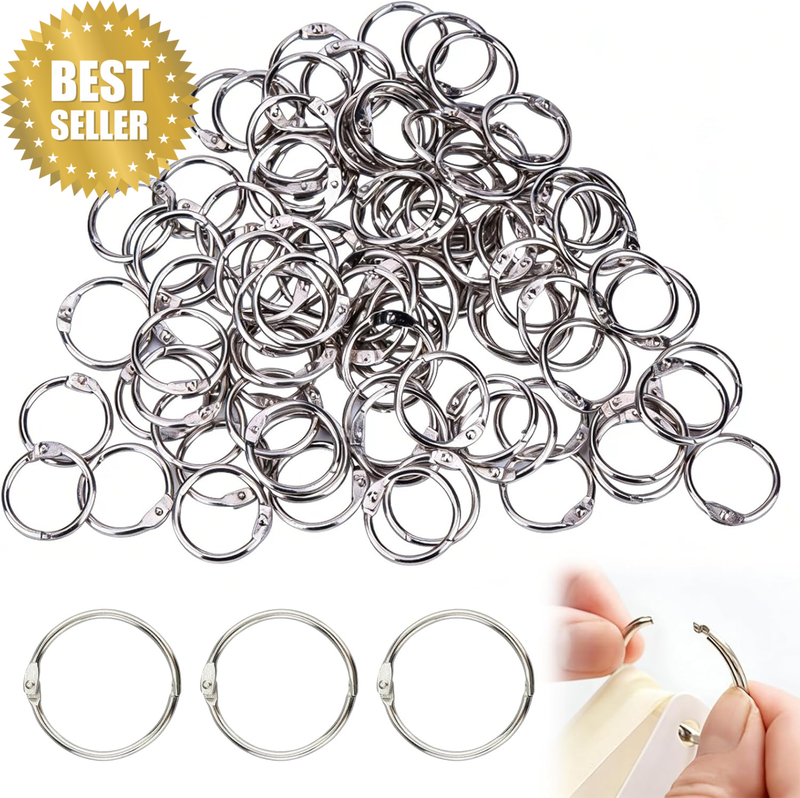 100-Pack 1-Inch Metal round Binder Rings – Silver Color