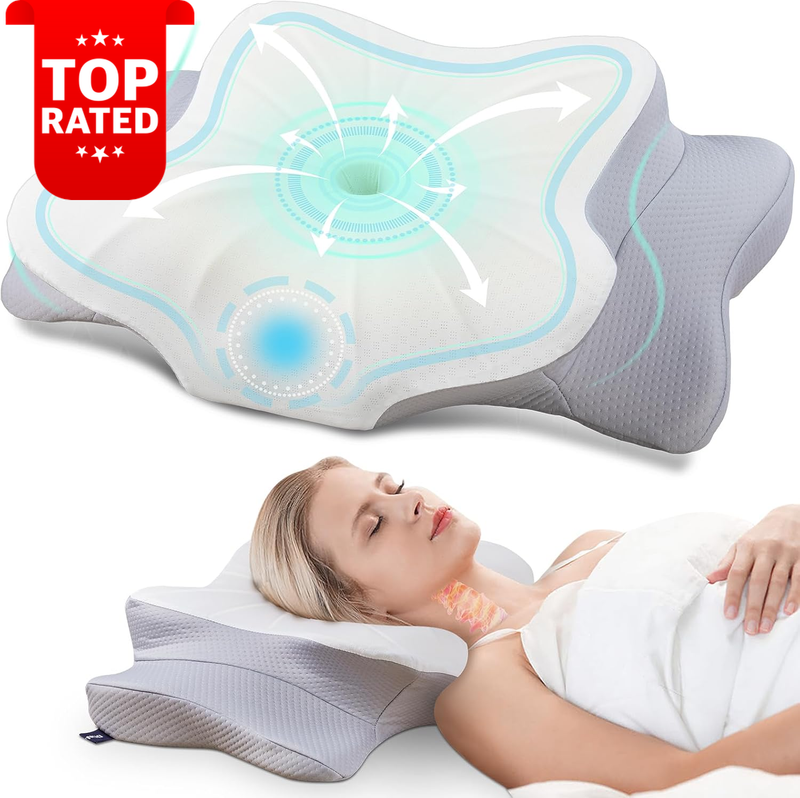Cooling Memory Foam Cervical Neck Pillow Pain Relief Support Sleep Comfort