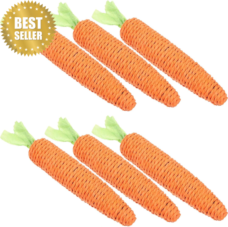 6Pcs Carrot Cat Toys, Cat Rope Carrot Toys for Chew, Cat Dental Chew Toy Kitten