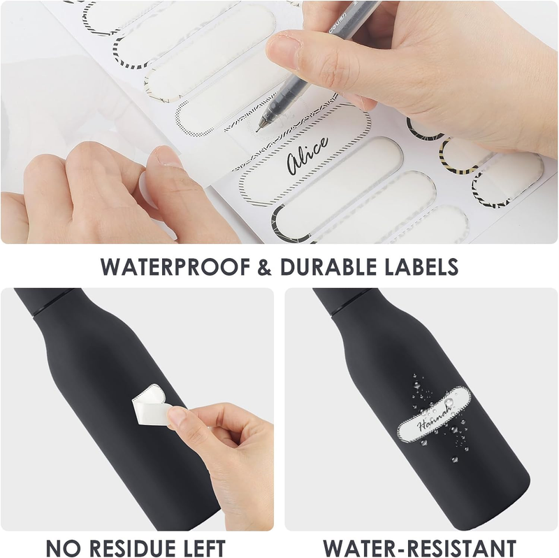 100 Pcs Waterproof Bottle Labels, Removable Write-On Stickers, Reusable Custom N