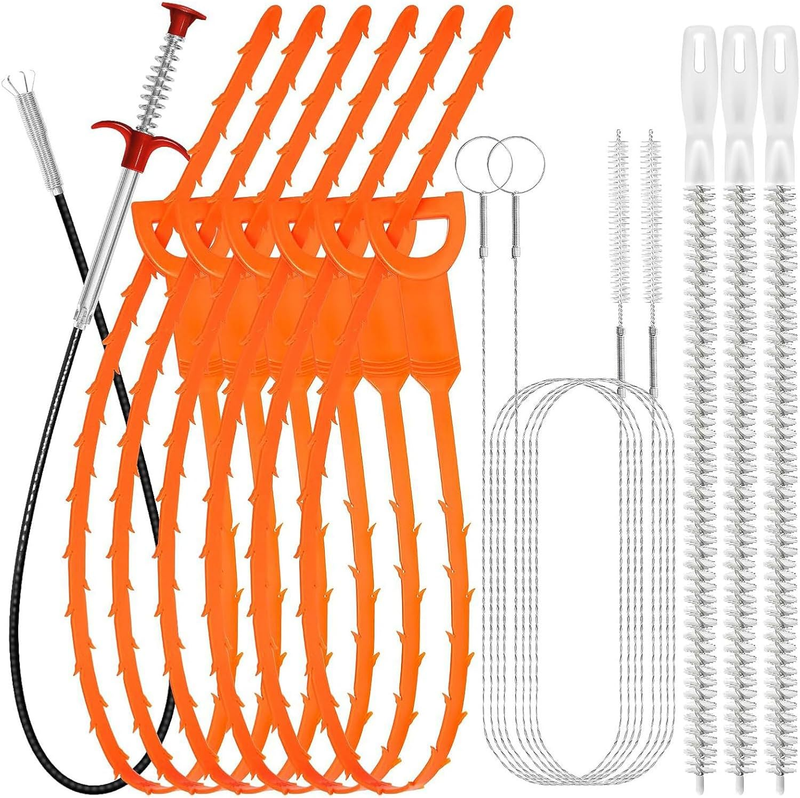 Drain Clog Remover Kit 11Pcs, Sink Drain Snake Hair Remover Tool for Shower Toil
