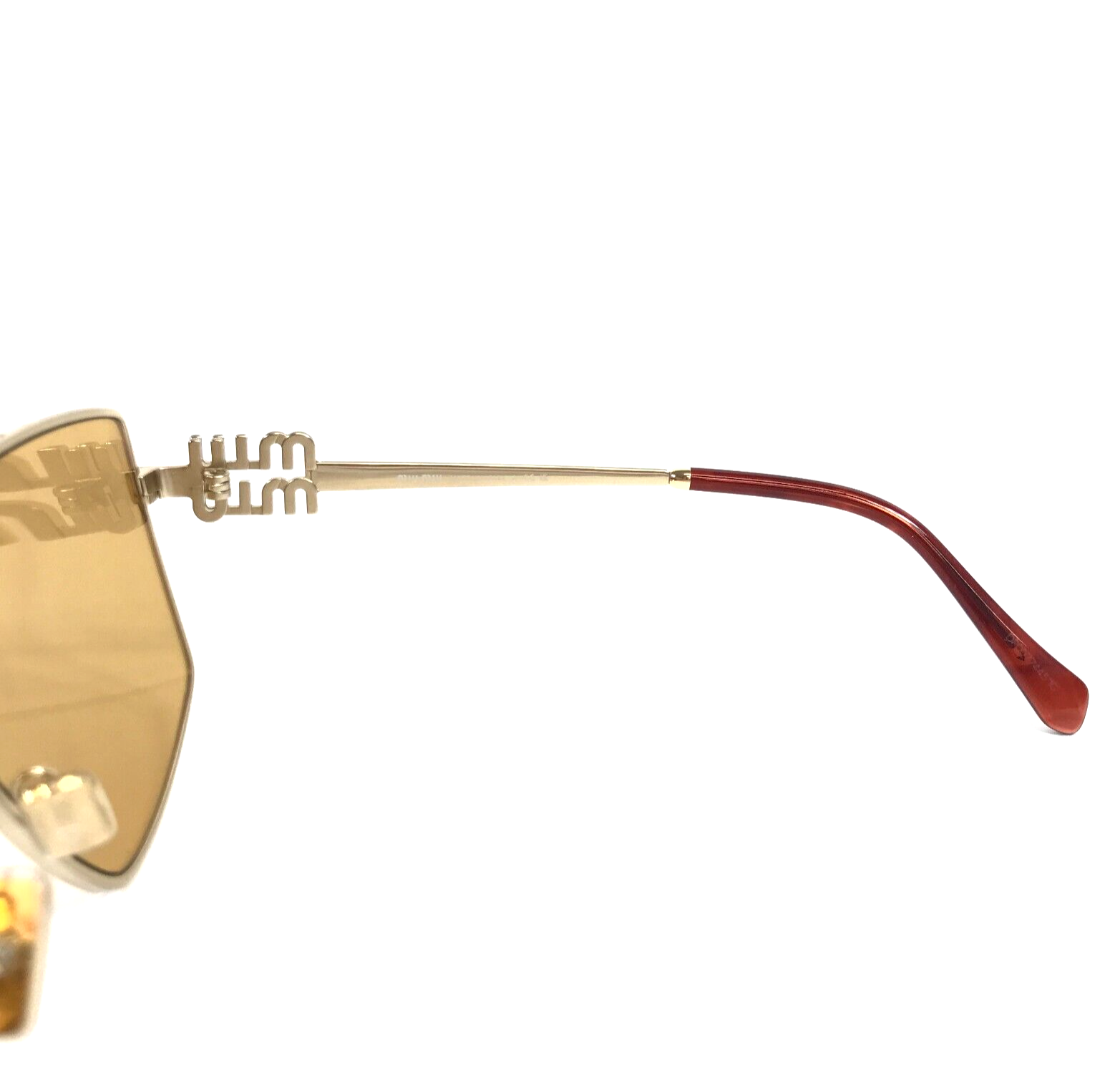 Pre-owned Miu Miu Sunglasses Smu51z 5ak-40d Pale Gold Geometric With Orange Mirror Lenses In Multicolor