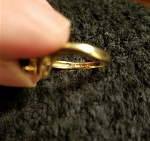 10K black onyx pendant pear-shaped on chain ,earrings & ring  sz 7