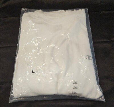 Men's Champion Long Sleeve Double Dry Shirt White Large
