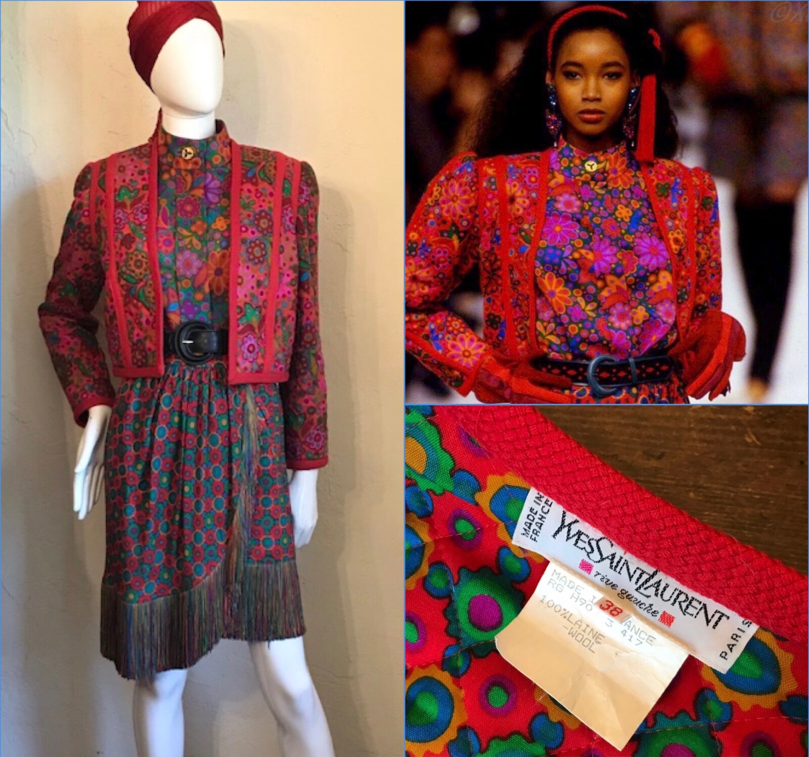 Vintage 1990-91 YSL Yves Saint Laurent Rive Gauche Colorful Vintage 1990-91 YSL Yves Saint Laurent Rive Gauche Colorful