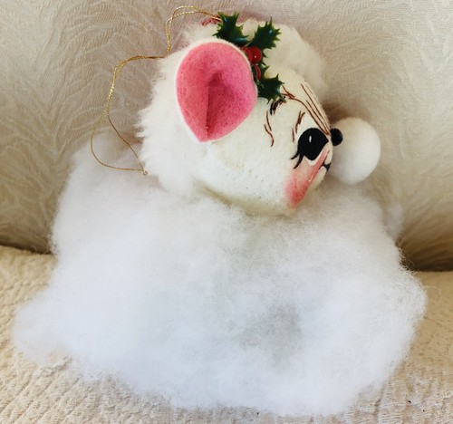 Annalee Dolls Mouse Head On Cloud In Box Ornament 1998 Christmas