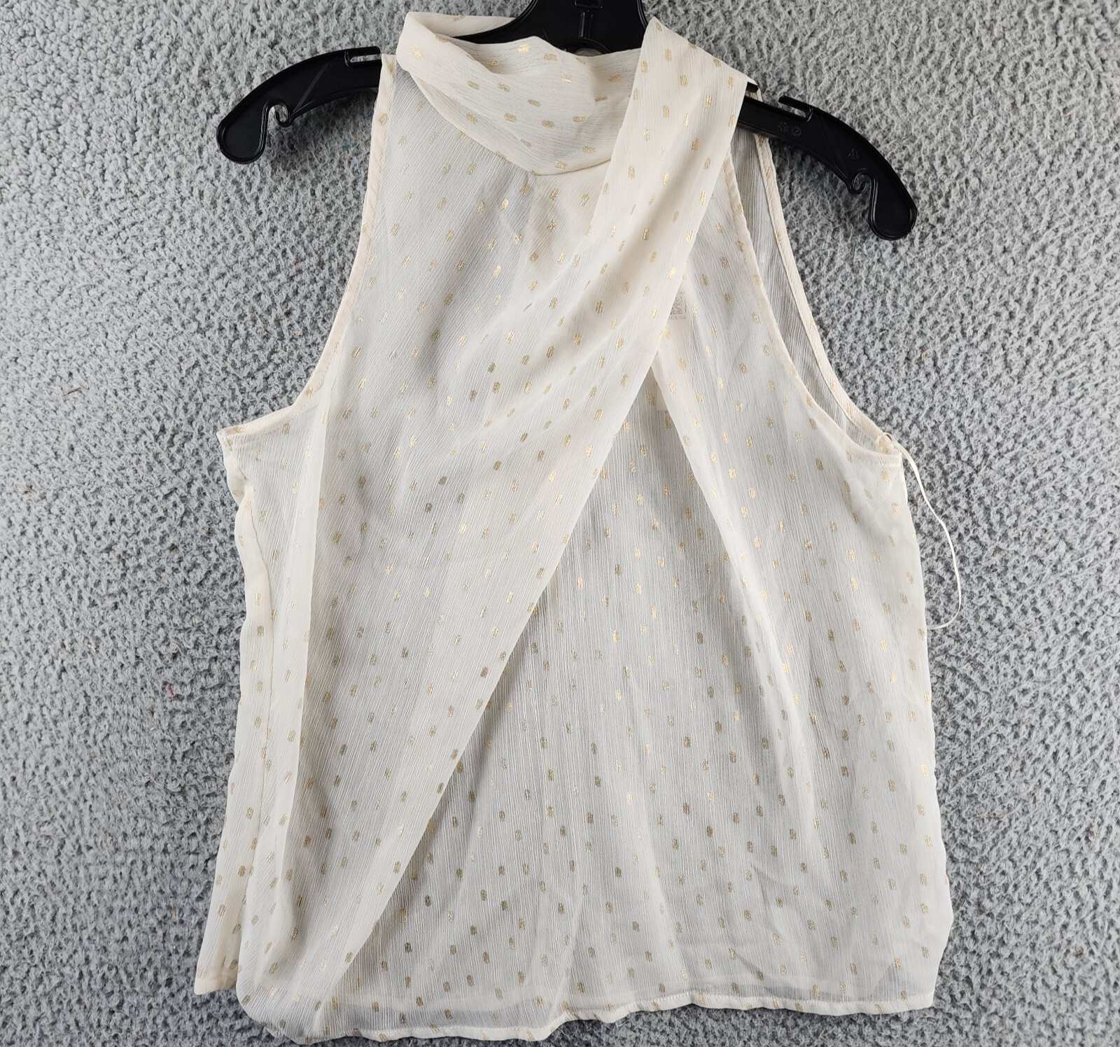 AQUA Foil Print Sleeveless Top Women's S Pale Pink/Gold Back Button Closure - Picture 1 of 12
