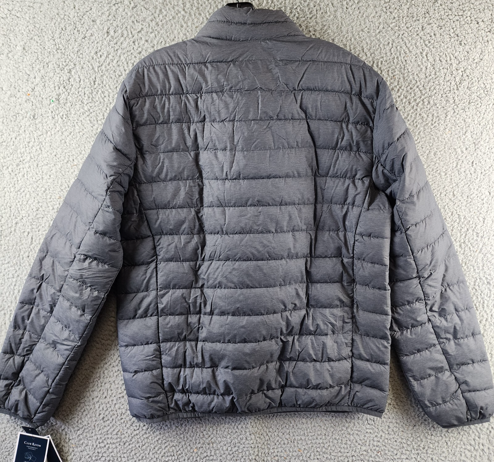 Club Room Quilted Packable Puffer Jacket Men's M Heather Charcoal Full Zip L/S - Picture 13 of 15