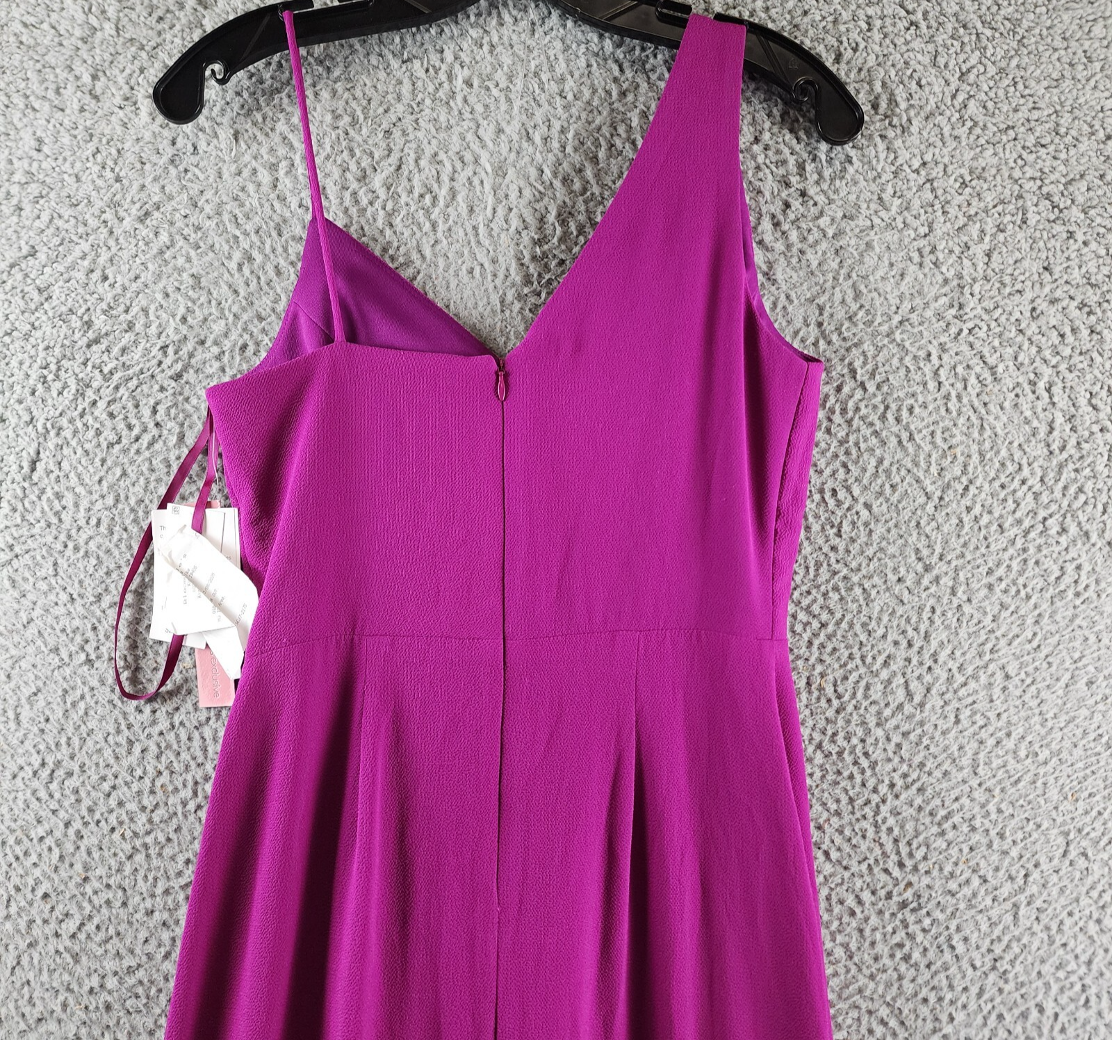 AQUA Asymmetric Overlay Crepe Gown Women's 4 Orchid V-Neck Back Zip Closure - Picture 13 of 14