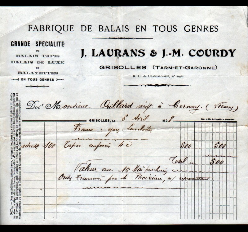 Grisolles (82) Usine De Balais Tapis Balayettes 