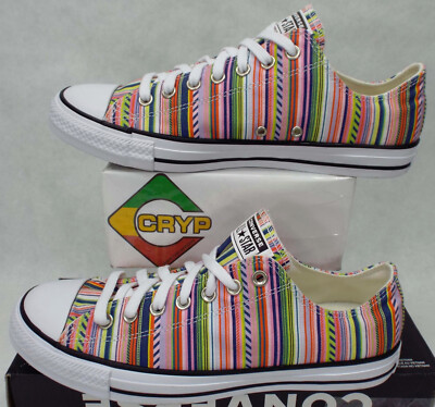 New Mens 10.5 Converse CTAS OX Multicolor Stripe Canvas Shoes MSRP$75 168293F