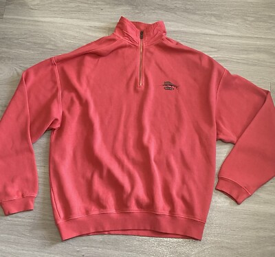 Tommy Bahama Relax Size M Vintage Pink Quarter Zip Pullover Sweater Men's