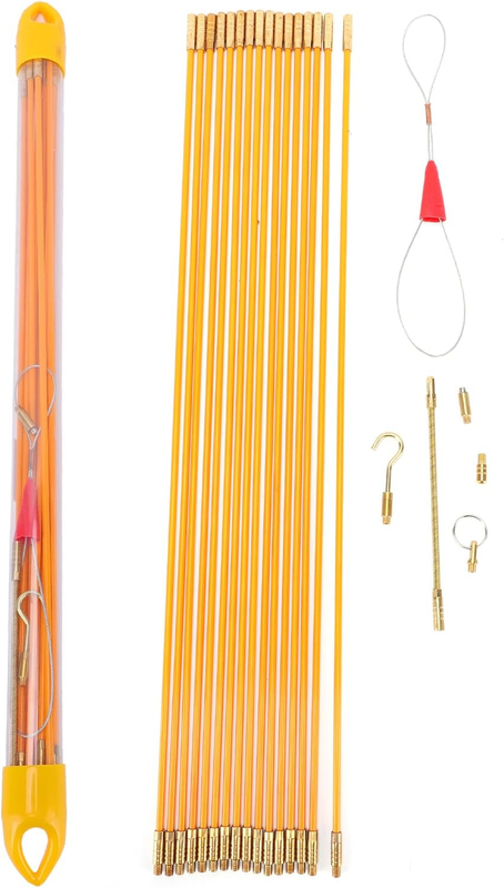 26FT Fiberglass Running Electrical Wire Cable Pulling Kit with 6 Accessories and