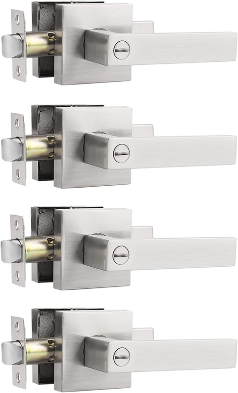 4 Pack Square Door Levers Door Locks, Keyless Privacy Handle