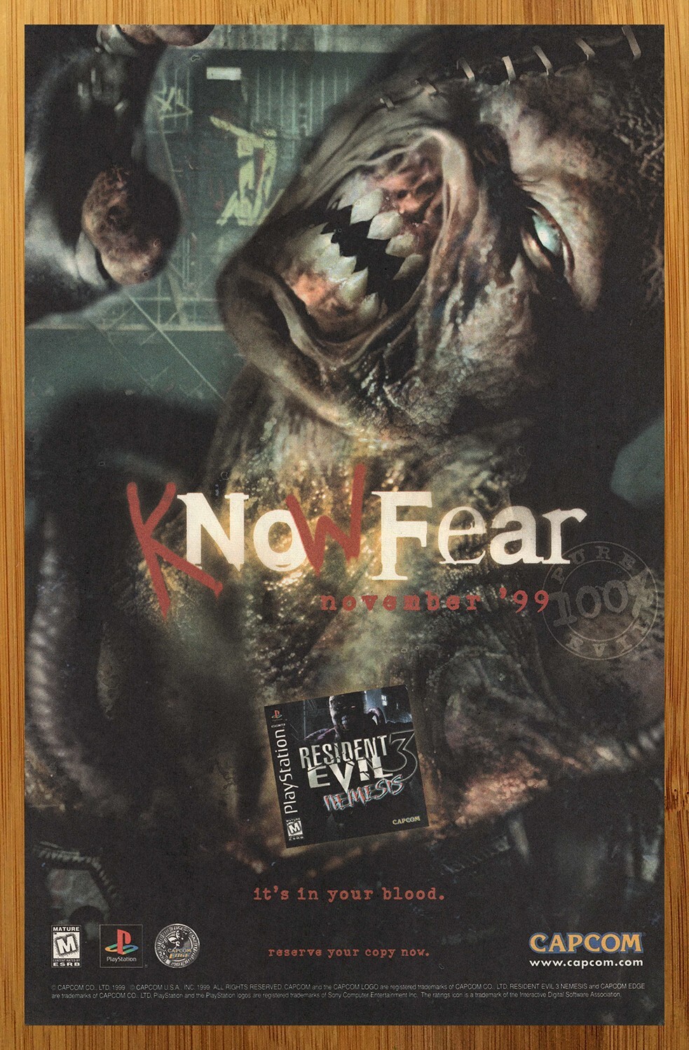 1999 Resident Evil 3 Nemesis PS1 Print Ad/Poster Official