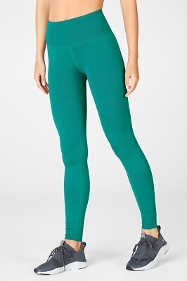 Fabletics High Waisted Sculpknit Classic Leggings dark jade Size L 10