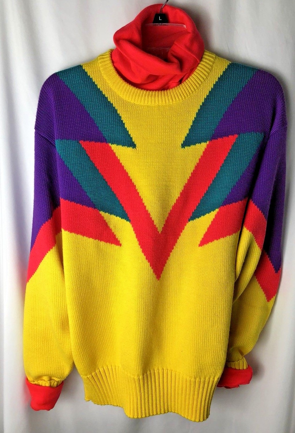 Vintage 80s Meister Neon Ski Sweater MED 1980s Skiing Snowboard RETRO SKI PARTY
