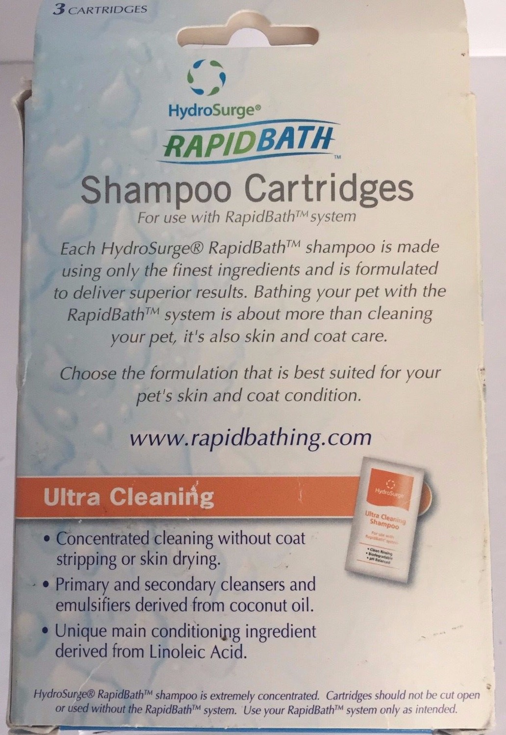 Hydro Surge Rapid Bath Shampoo Cartridges Hypo-Allergenic 3 2oz Cartridges New