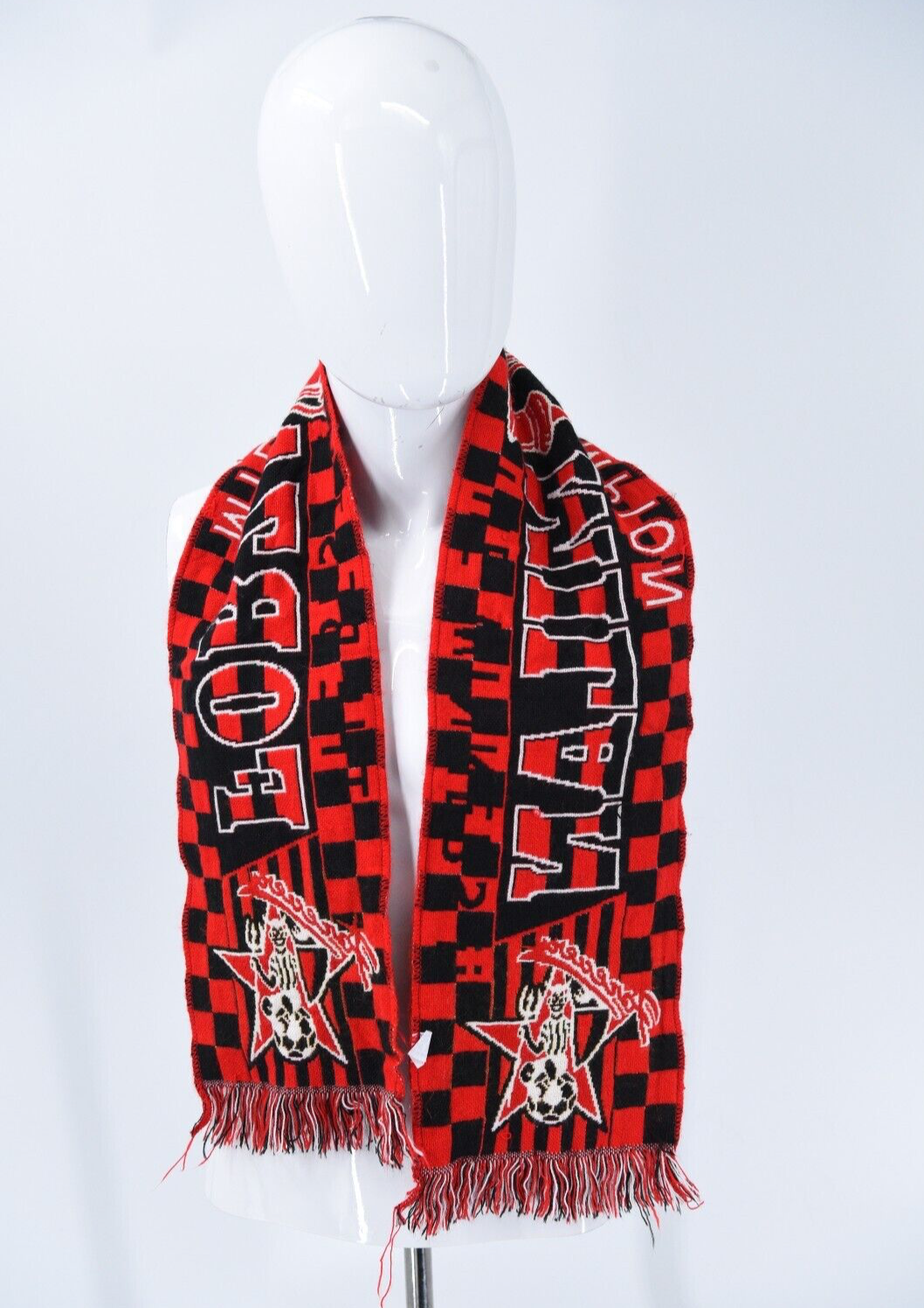 【90s~】FORZA MILAN　ACミラン　マフラー　赤色　サッカー　海外 AC Milan - FORZA MILAN - Fringed Scarf - Champion - The