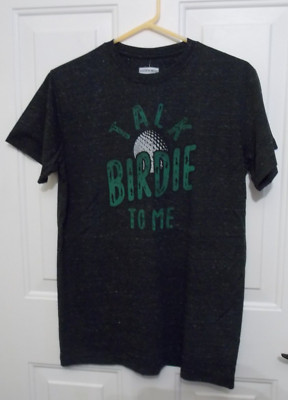 State of Mine Mens Black Heather ''Talk Birdie to Me'' Short Sleeve Golf Tee Small