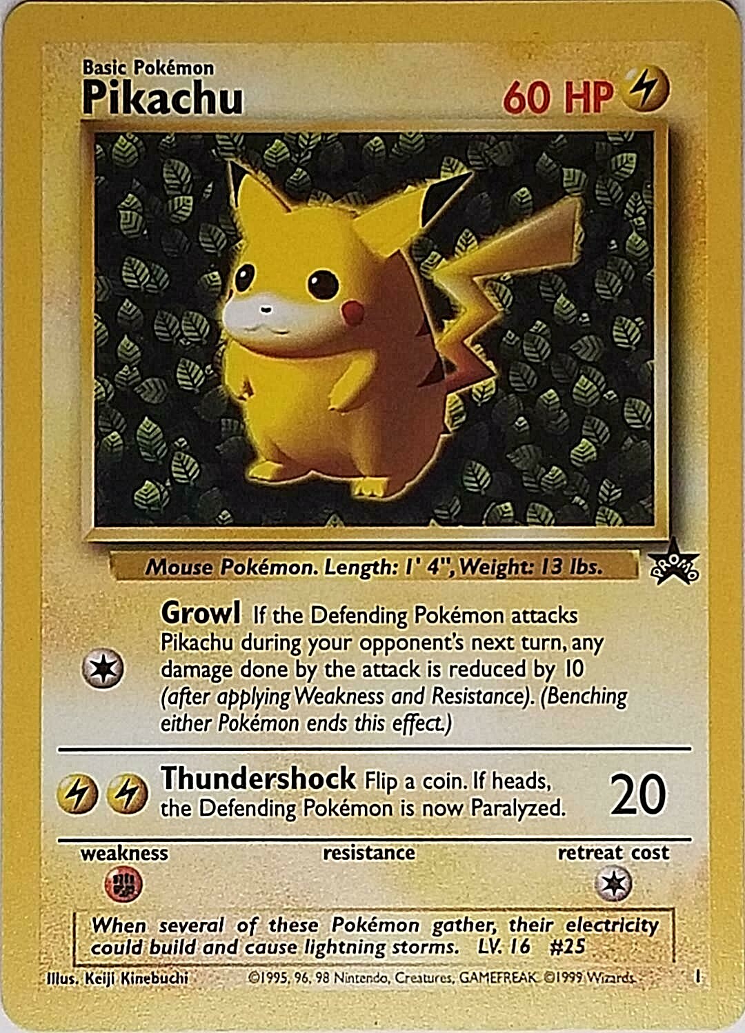 Pokemon Pikachu Black Star PROMO 1999 60 HP Card | eBay