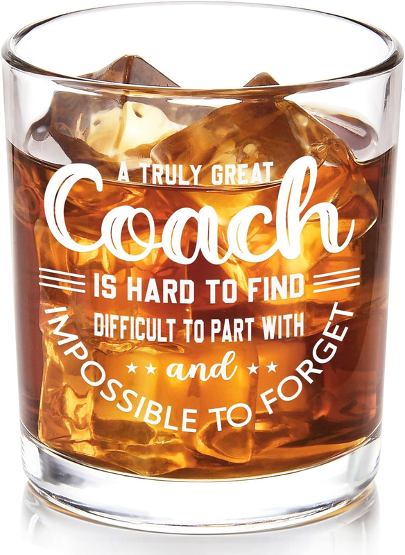 Great Coach Whiskey Glass, Coach Gifts for Men, Basketball Coach Gifts, Baseball