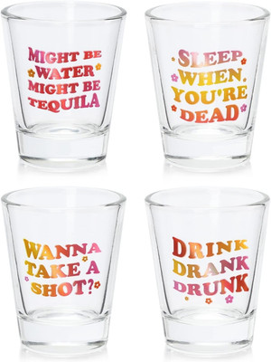 Funny Retro Shot Glasses 1.5 Oz Cute Shot Glass with Heavy Base Square Cool Bul