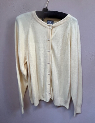Designers Originals Luxelon Womens XL Pearl Button Cardigan Sweater Yellow eBay
