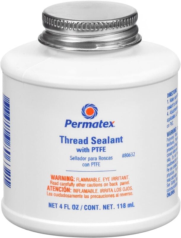 Permatex 80632 Thread Sealant with PTFE, 4 oz. , White