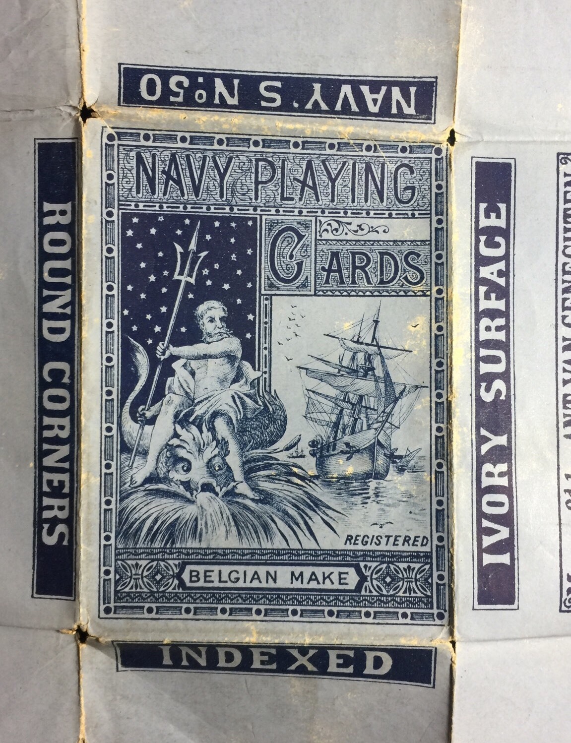c1885 Navy Playing Cards Poseidon Sea Ship Wrapper Ant. Van Genechten