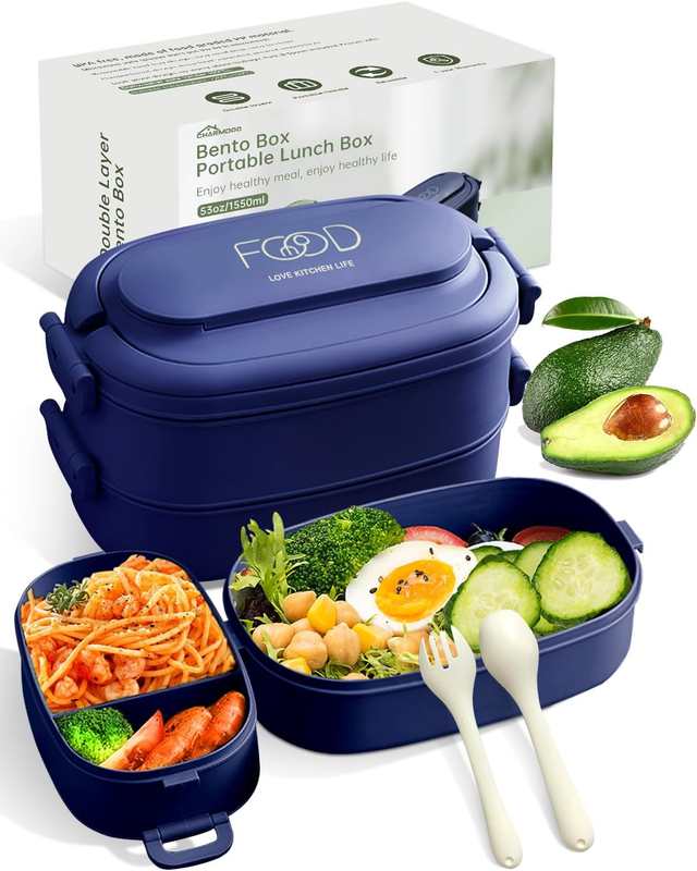 Adults Lunch Box: Stackable Lunchbox W/utensils, Leak-proof Portable L