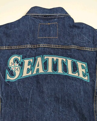 Levi's Denim Jean Trucker Jacket Seattle Mariners Baseball Men's Large
